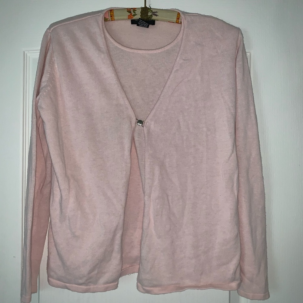 Designers originals double layer sweater pink single button